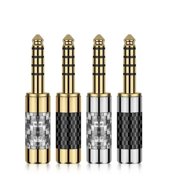 

4pc Hifi 4.4mm Connector 5 Pole Gold Plated Plug Carbon Fiber Copper Earphone Adapter Audio Headphone Jack Stereo Balanced Plugs