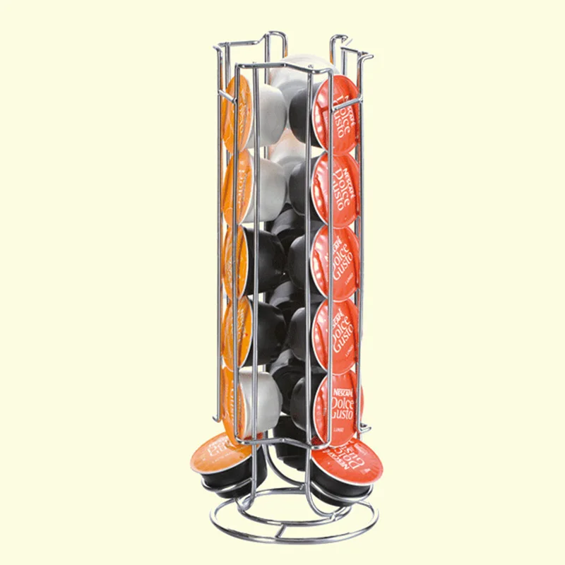 Tanie Żelazo chromowanie stojak kapsułki do kawy regał magazynowy metalowy uchwyt na kapsułki z kawą na 18 sztuk Dolce Gusto Capsule