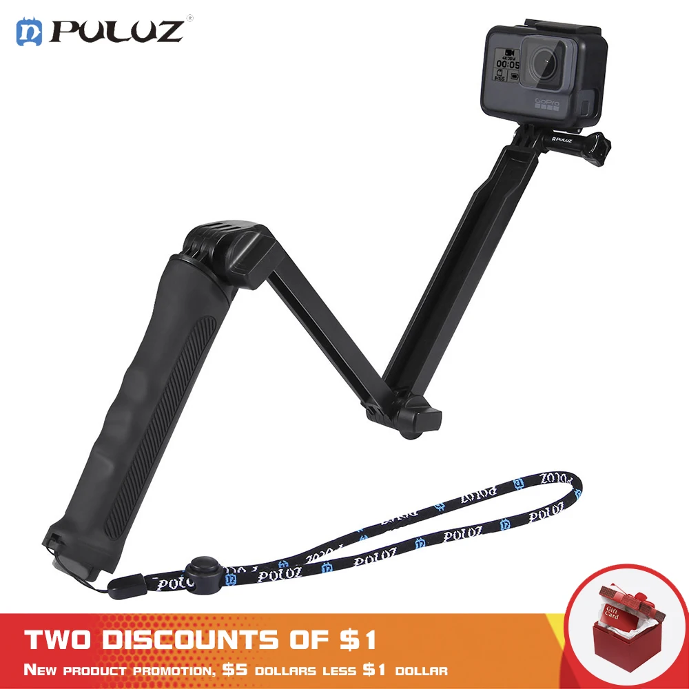 

PULUZ Selfie Stick Multifunctional Extendable PU202 Folding Handheld Camera Bracket Holder Monopod Detachable Tripod For GoPro