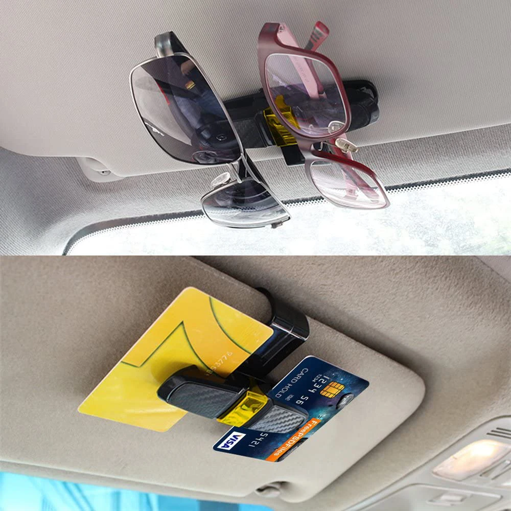Vexverm Car Sunglasses Holder Portable Ticket Card Glasses Clamp Car Sun Visor Sunglasses Clip Box ABS Eyeglasses Case
