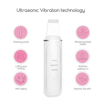 

Ultrasonic High Frequency Vibration Skin Scrubber Electric Peeling Shovel Pore Cleaner EMS Face Lifting Firming Thermal Care