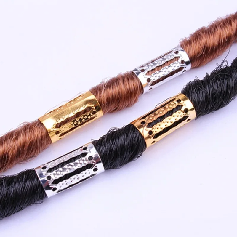 10/20 Pcs/Lot Mix Silver Golden Plated Hair Braid Dread Dreadlock Beads Adjustable Cuff Clip 8mm Clip Metal Tube Lock