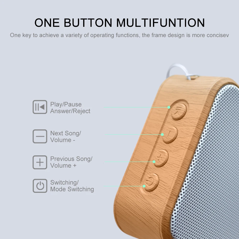 Portable A70 Bluetooth 4.2 Wooden Subwoofer Speaker mini HD Hi-fi Sound Music Speaker for Home Palm bsize Design Support TF