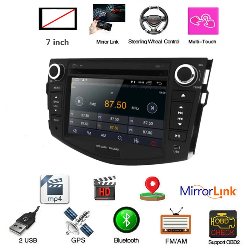 Автомобильный DVD плеер 7 дюймов 2din для Toyota RAV4 Rav 4 2006 2007 2008 2009 2010 2011 2012 автомобильное
