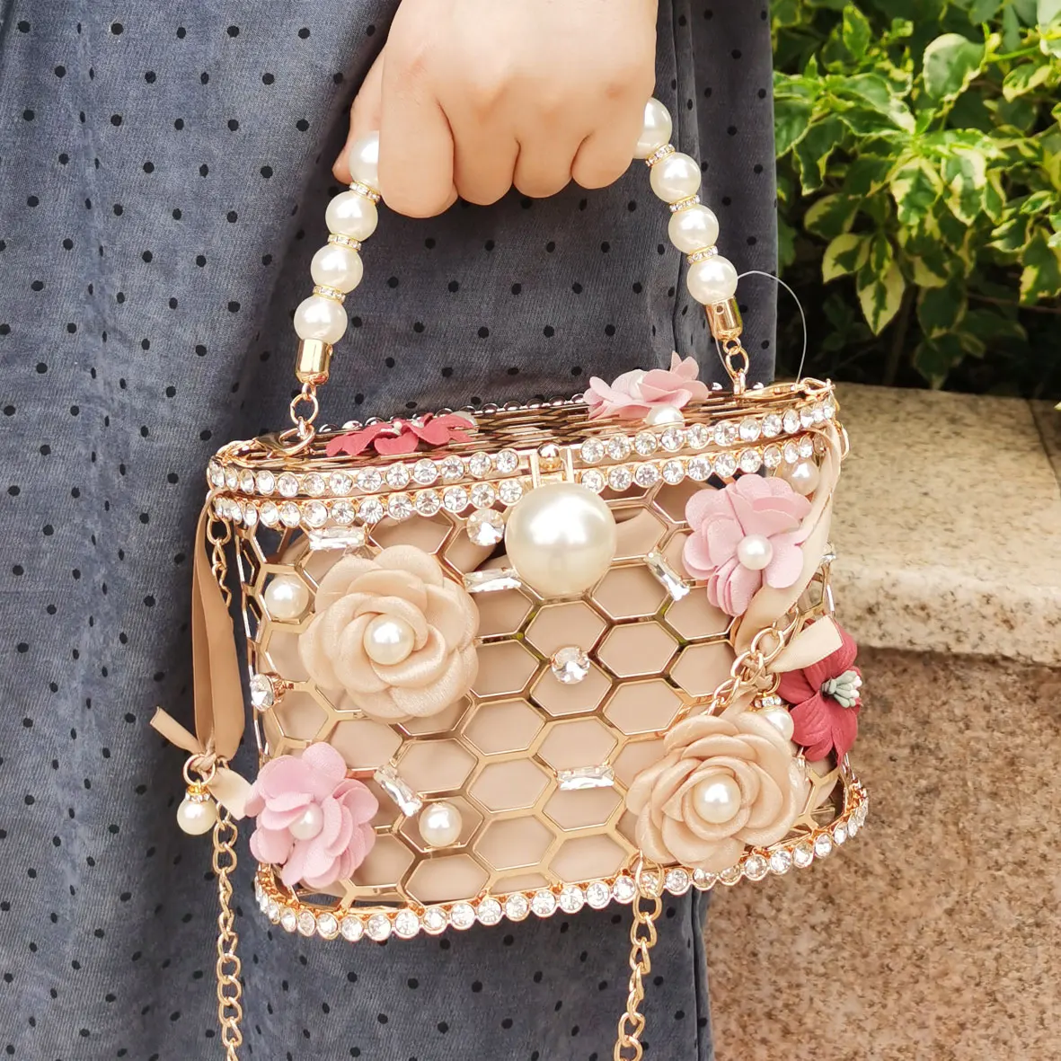 floral decor chain box bag