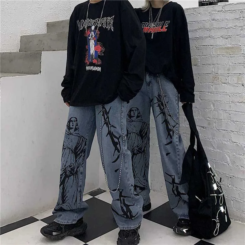 NiceMix Harajuku/Детские милые свободные летние прямые брюки с рисунком для отдыха для студенток и девочек