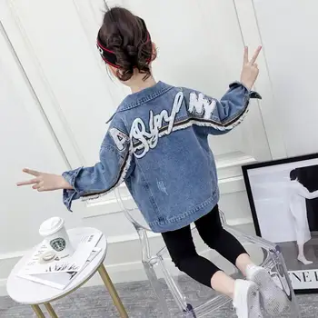 

2020 Spring New Girls denim jackets Korean Children letter embroidery Casual Outerwear kids Clothes jackets for girls Y2751