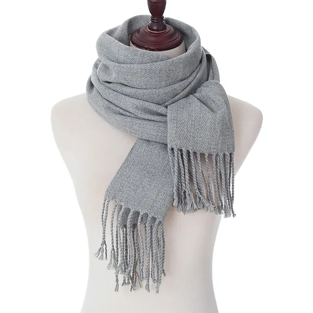 light grey Зимний женский шарф с кисточками, длинный женский шарф, сохраняющий тепло, кашемировый шарф, шаль, Дамское одеяло, шарф, поддержка, опт - Цвет: light grey