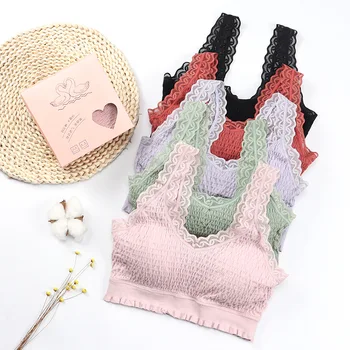 

Women's Sports Tube Top Lace Wire Free Bra Camisole Seamless Crop Top Fashion Street Wild Underwear Top