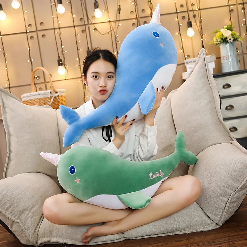 

1pc 55/80CM Creative Unicorn Whale Plush Toys Cute Narwhal Dolls Stuffed Toys for Children Kids Birthday Gifts