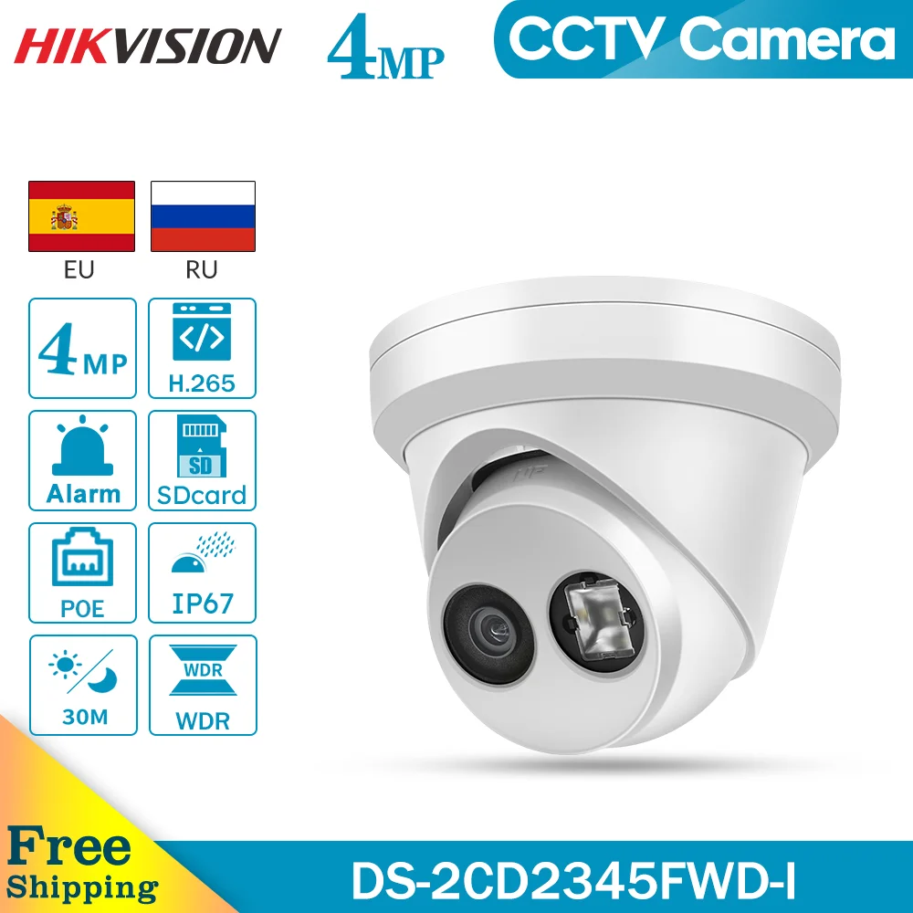 HIKVISION оригинальная H.265 камера DS 2CD2345FWD I 4MP IR фиксированная турель сетевая Мини купольная IP Слот для sd карты