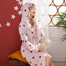 Feier зимние милые теплые халаты для женщин мультфильм Медведь Кролик до колена банный халат мягкий халат одежда для невесты женский