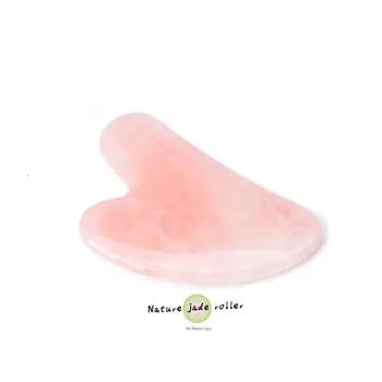 

Natural Rose Quartz Guasha Board Jade Scraper tools for Neck Shoulder Back Pressure Relax