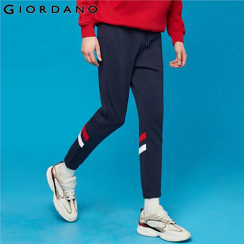 

Giordano Men Pants Interlock Contrast Joggers Elastic Waist With Drawstring Slight Thick Soft Calca Masculina 01119098