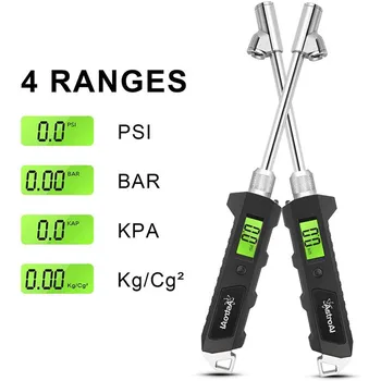 

230Psi Digital Dual Head Valves Pressure Gauge Air Tire Inflator Swivel Chuck Compressor Metal With LED Light