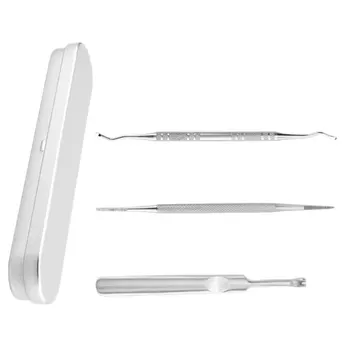 

3PCS Stainless Steel Toenail Nail Cleaners Cuticle Spoon Pushers Toenail Remover Tools for Home Salon DIY (With Storage Box)