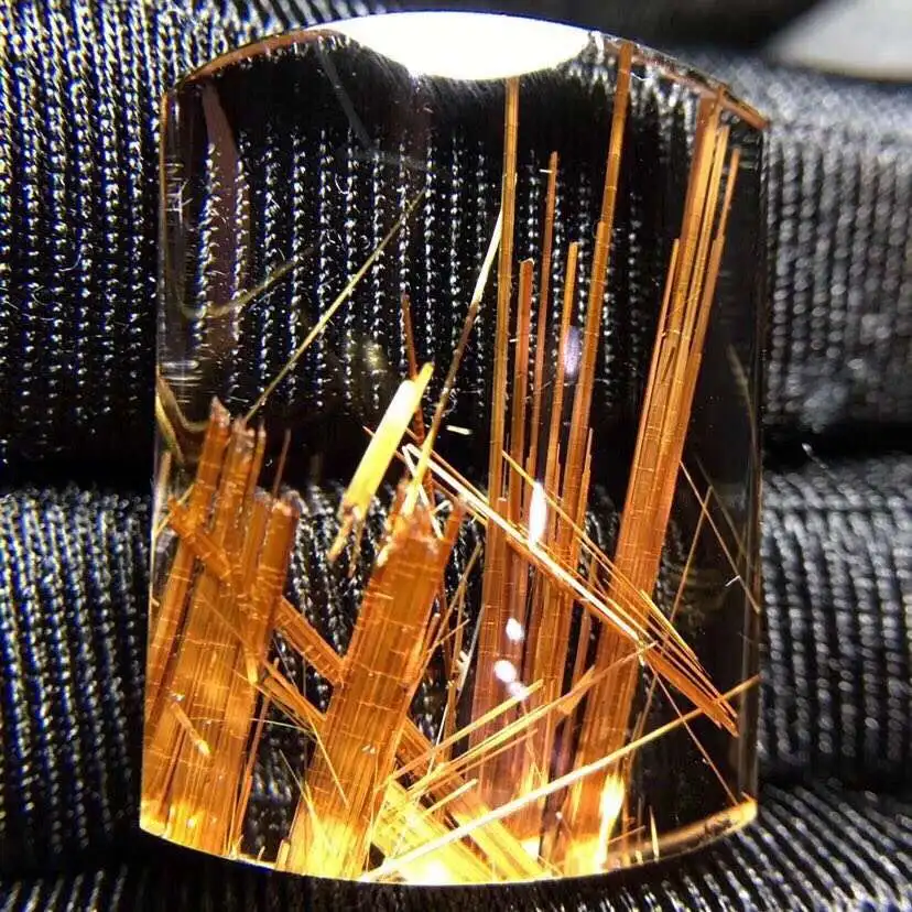 

Ceritificate Natural Gold Rutilated Quartz Clear Pendant 27x20x7mm Crystal Gemstone Rectangle Pendant Jewelry Necklace AAAAA