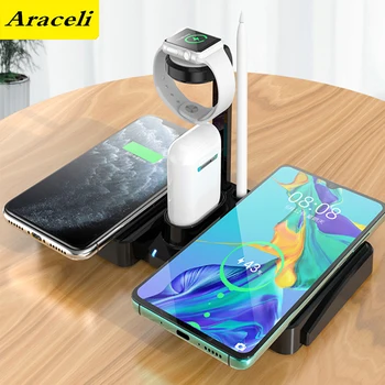 

4 in 1 Wireless Charging Stand For Apple Watch 5 4 3 2 1 iPhone 11 X XS XR 8 Airpods Pro 10W Qi Fast Charger Dock Station