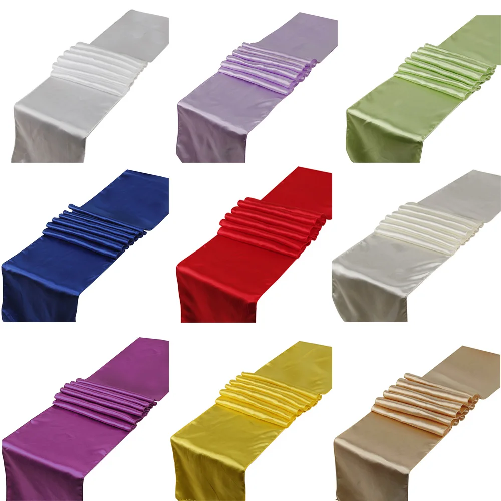 1pcs Solid Color Satin Table Runner Sashes Table Cover For Home Wedding Banquet Festival Party Catering Hotel Table Decoration afbeelding