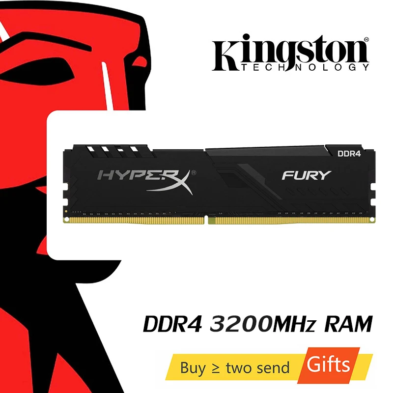 Оперативная память Kingston для настольных игр ОЗУ ddr4 HyperX FURY 8 ГБ 16 32 3200 МГц CL16 DIMM 288-pin |