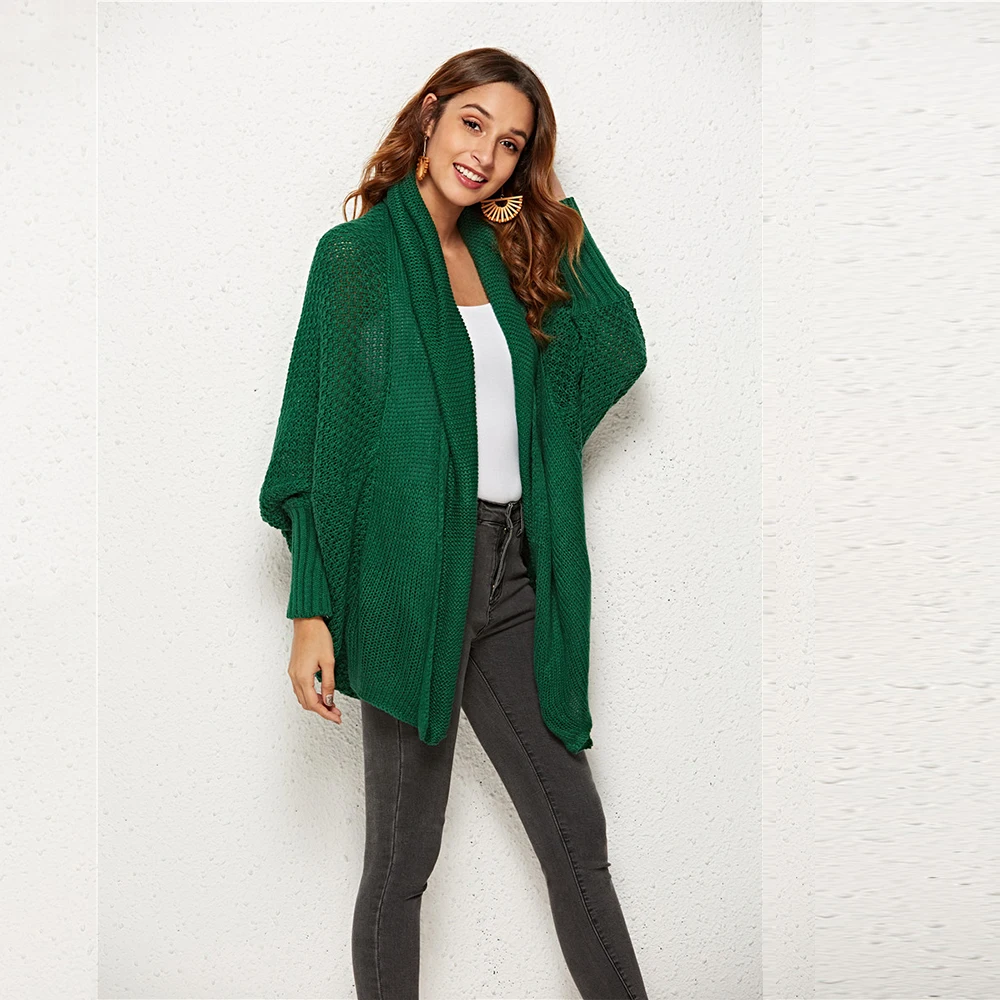 New Fashion Cardigans Women 2019Autumn Winter Warm Knitted Batwing Sleeve Loose Long Knitted Sweater Coat Female Casual Cardigan