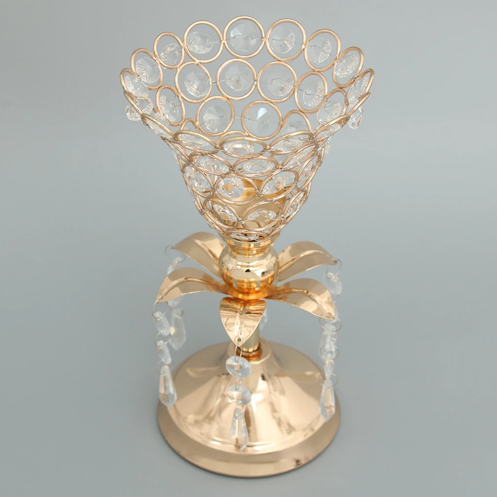 Flower Shaped Crystal Tea Light Candle Holder DIY Wedding Banquet Decor