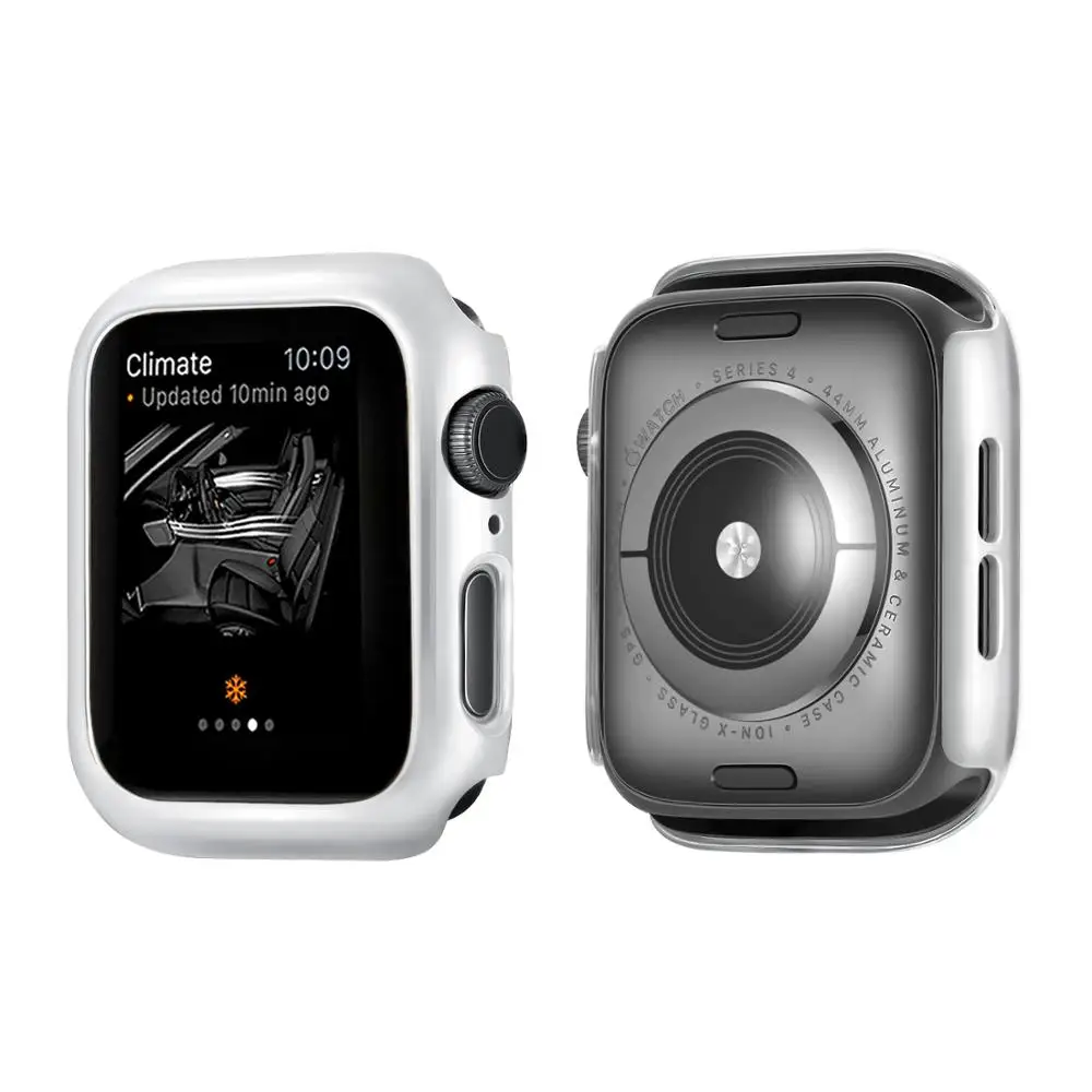 Защитный чехол для Apple Watch, версии 5/4/3/2/1 40 мм 44 мм пластиковая рама ПК чехол s для наручных часов iWatch, версия 3, 2, 42 мм, 38 мм - Цвет: SILVER
