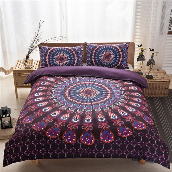 red peacock Черный в богемном стиле cvoer 3 шт./компл. 230*260 см одеяла крышка+ 2 шт. наволочка Павлин покрывало слон ЕС super king комплект постельного белья - Цвет: red peacock