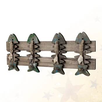 

Mediterranean Style Wooden Board Decor Wall Mounted Hook Wall Hanger Retro Decorative Hook for Cloth Keys (Fish Bone Style)