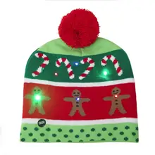 Мужская зимняя шапка, Рождественская шапка со светодиодным помпоном, женская вязаная шапка, теплая детская шапочка, зеленая короткая шапка, Рождественская шапка для холодной погоды