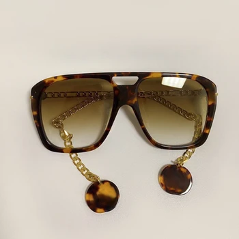

2020 Classic Square Sunglasses Women Vintage Oversized Chain Mirror Sunglasses Shades Female Luxury Designer UV400