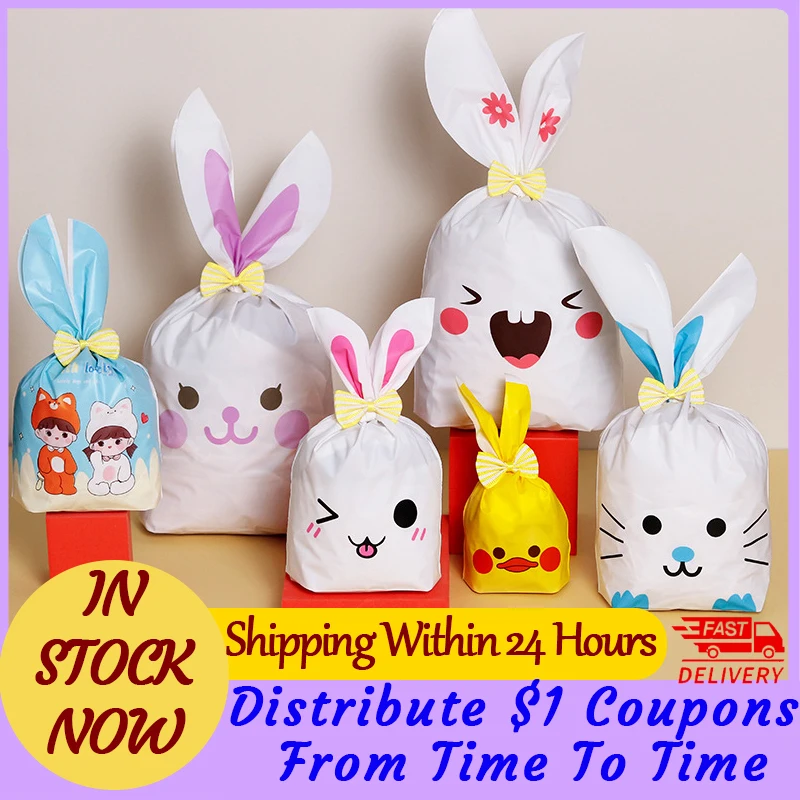 10pcs Rabbit Ear Bag Easter Biscuit Dropshipping Plastic Candy Gift And Dessert Baking Activity Party Decorate Supplies | Дом и сад