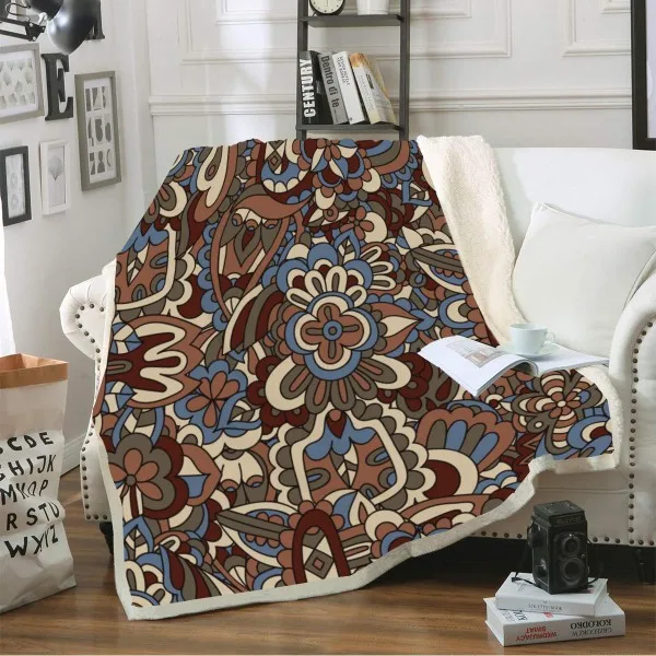 Boho пледы одеяло мягкое шерстяное одеяло 3D цветочные узоры печати этнический стиль диван покрывало зимний лист сон в путешествиях одеяло - Цвет: color-5