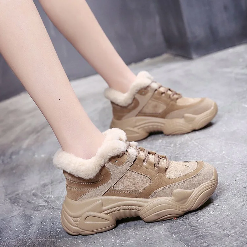 

Women Flat Platform Shoes Winter Woman Flush Flannel Round Toe Casual Shoes Female Running Walking Training Sport Shoe For Women