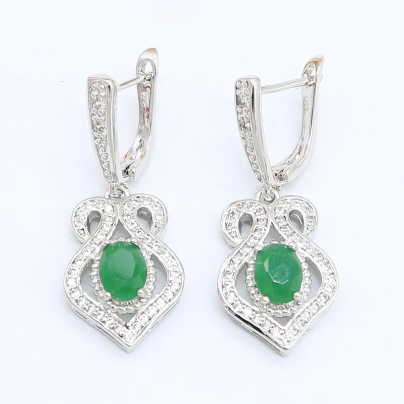 925 серебряные ювелирные наборы для женщин браслет зеленый полудрагоценные серьги кольца ожерелье Кулон Подарочная коробка