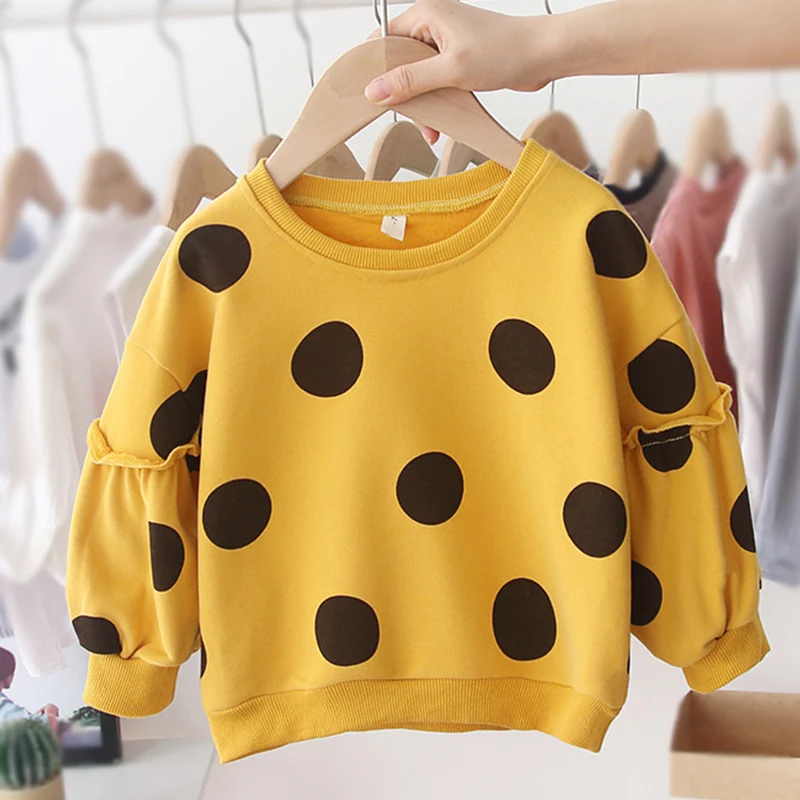 

2019 Girl Sweatshirt Autumn And Winter Toddler Sweatshirt Dot Cotton Long Sleeve Sweater Toddler Girl Sweatshirt