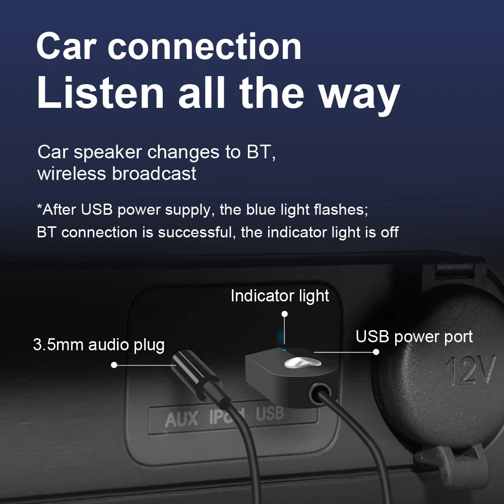 Wireless Bluetooth 5 0 Car Audio Receiver Adapter Handsfree Car Kit AUX USB Bluetooth Music Adapter for Headphone Stereo Speaker