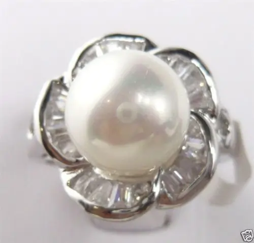 +++ shipping&gt &gt&gt&gtFashion Natural 10mm White South Sea Shell Pearl Flower Wedding Ring Size 7/8/9 5.25 | Украшения и