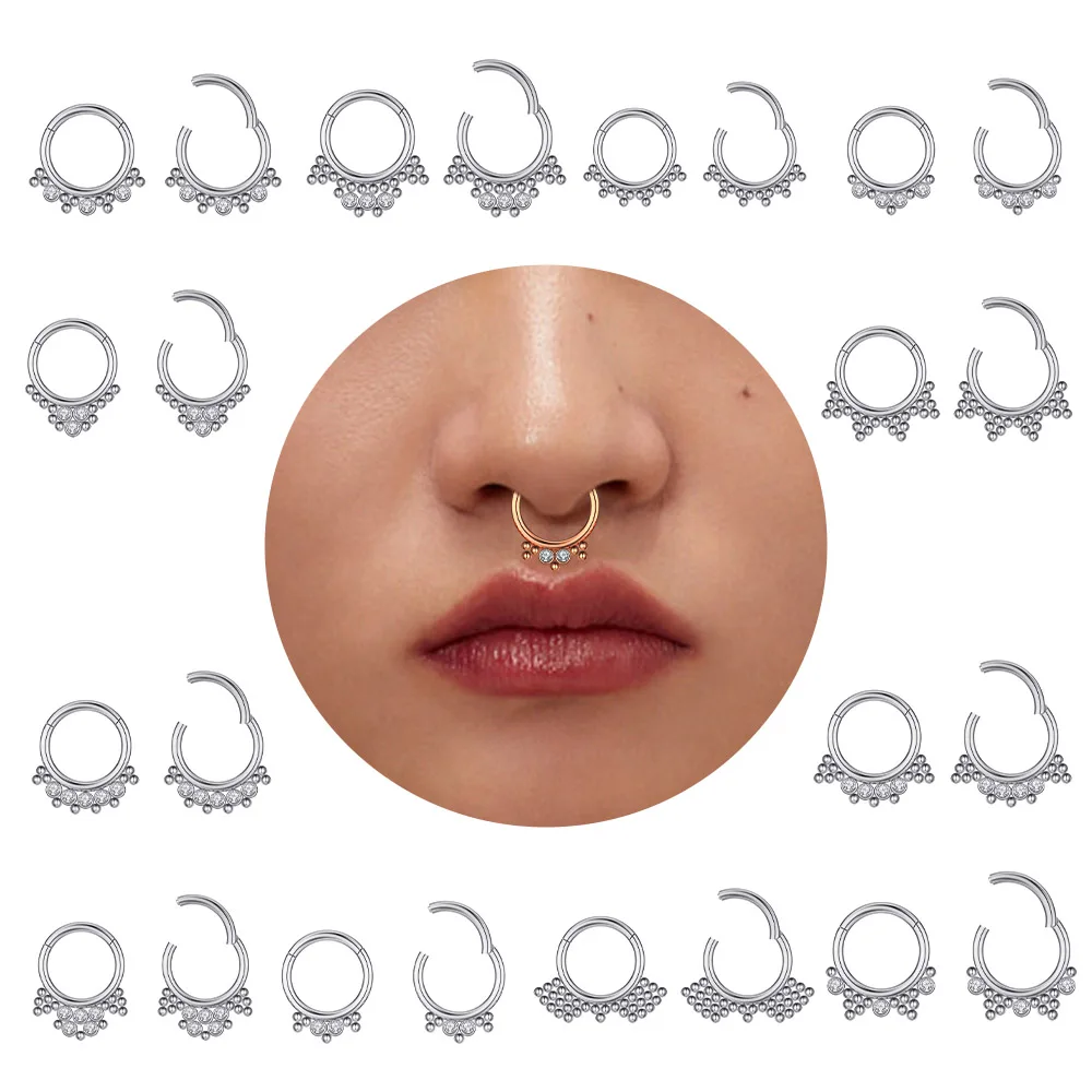 1pc Crystal Nose Septum Ring Gothic Punk Septum Clicker Piercings