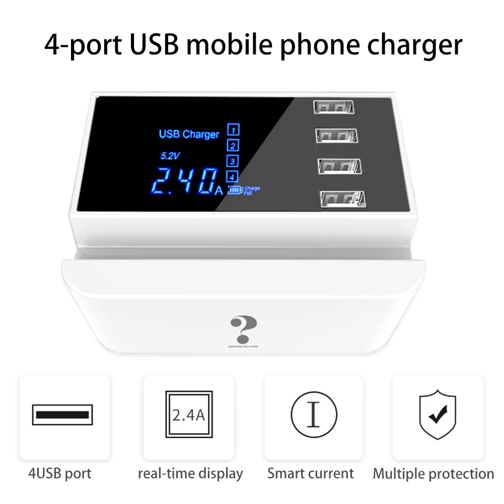 

4 Port 5V 4A Multiple USB Charger Desktop USB Wall Charger for Phone Tablet EU US UK Plug Charger