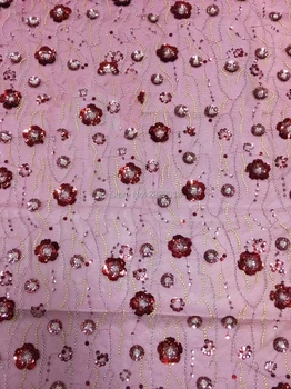 

Nicely beads sequins Embroidered French tulle lace 2020 Afican sequins Nigerian lace fabric for DIY Dress Wedding dress fabric