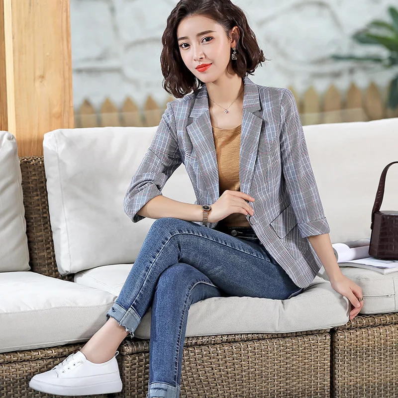 

2019 Spring And Summer New Style Half-sleeve Shirt Small Suit Coat WOMEN'S Dress New Style Korean-style Slim Fit Slimming Suit W
