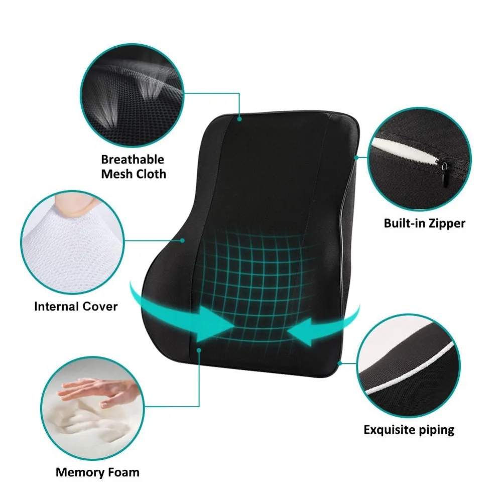 Memory Foam Автомобильная подушка для поддержки спины Подушка аксессуары опоры сидений поддержка талии