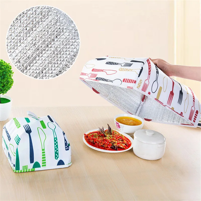 

Durable and reusable Folding Food Cover Home kitchen Keep Food Warm and Insulation Fly Mosquito Aluminum Foil Dust Cover