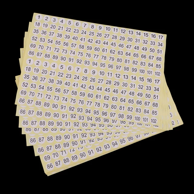 Numbered Stickers 1 Through 5, 3/4 Inch Round