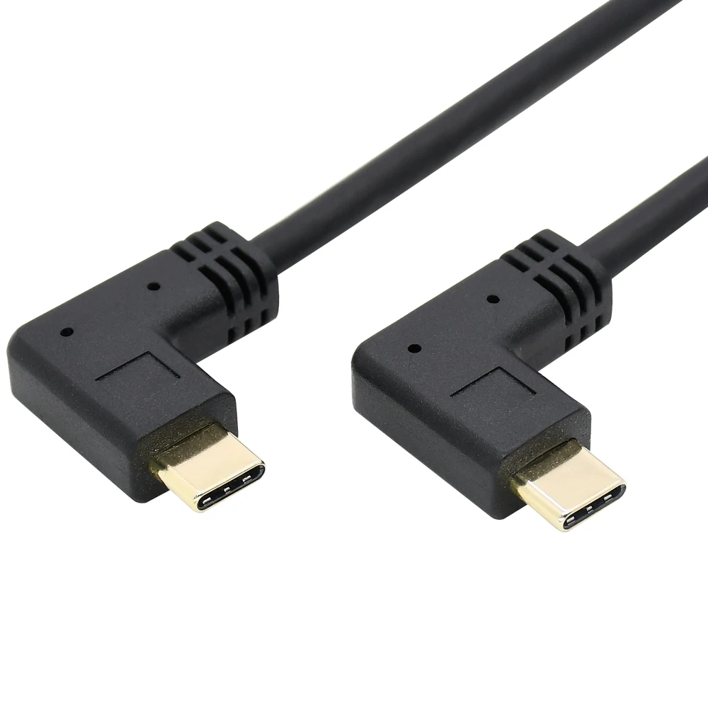 

90 degree angle USB3.1 GEN2 10Gbps usb c cable gold plated connector type-c male to type c male data and fast charge cable 1ft