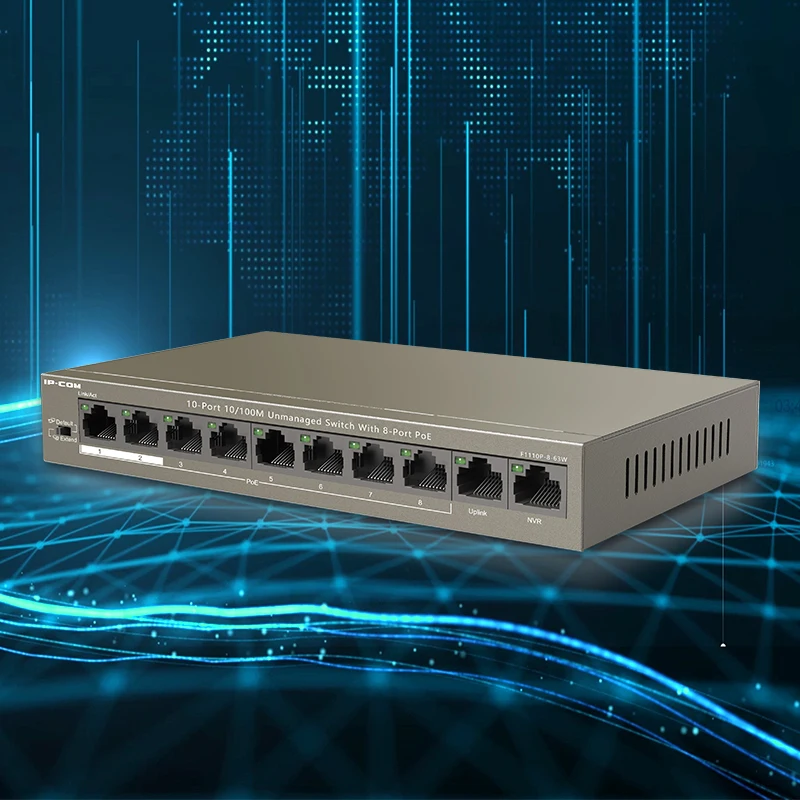 IPCOM F1110P 8 63W Ethernet сетевой коммутатор Gigabit Порты и разъёмы 250 м дальнее расстояние