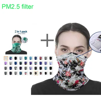 

Printed Multi-purpose Bandanas Neck Gaiter with Safety PM 2.5 Filters Ring Scarf Health Care When Outdoor Sport 2020