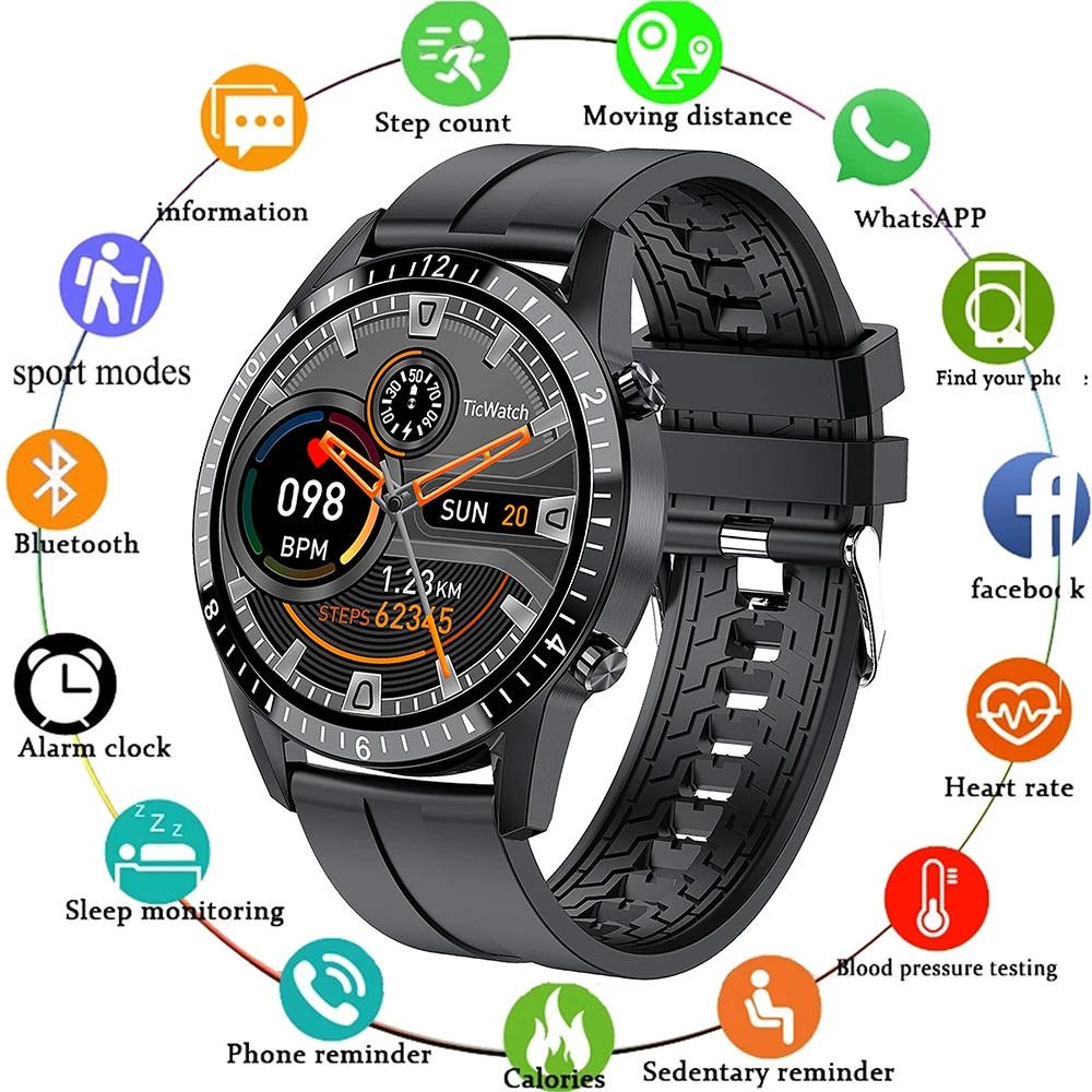 

Smart Watch IP67 Waterproof 1.3Inch HD Full Touch Screen TPU Strap Bluetooth Connection For Android Ios Smartwatch Men