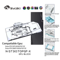 Bykski – bloc de refroidissement à eau GPU, pour ZOTAC RTX 3070 / 3060TI 8GD6 PGF OC,VGA cuivre radiateur de refroidissement à eau, 5V/12V N ST3070PGF X 